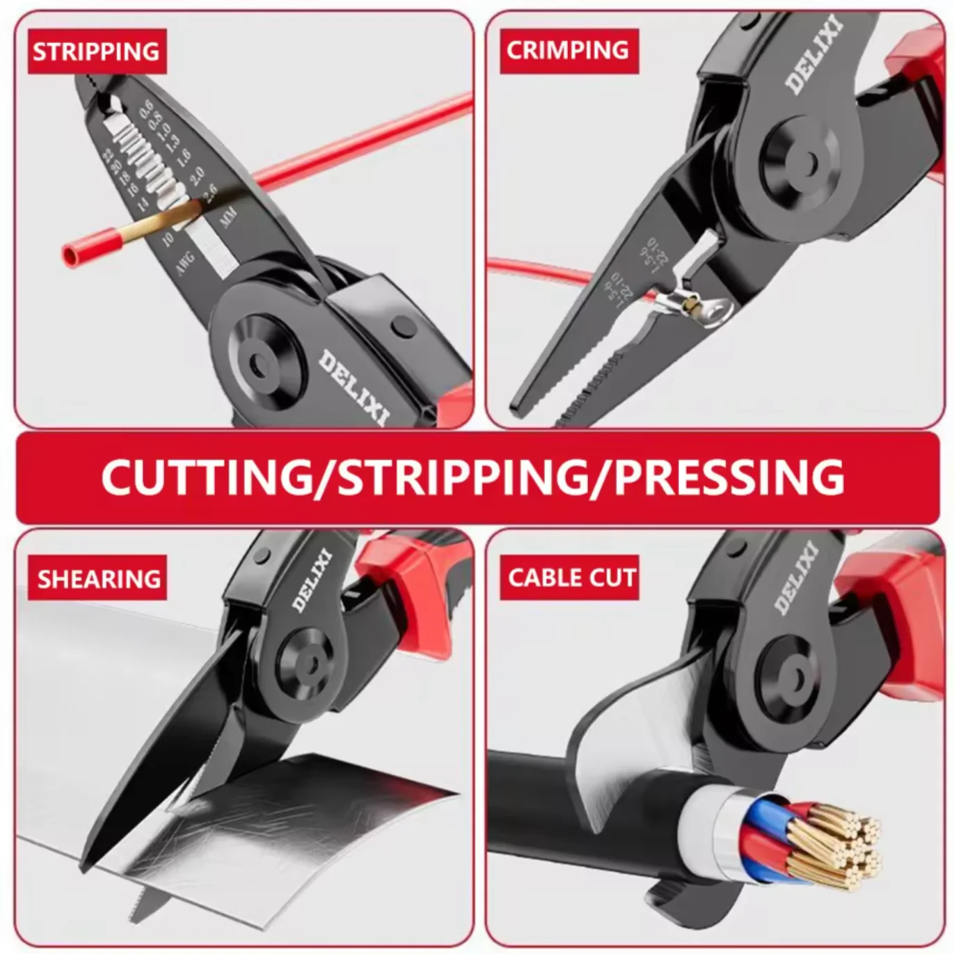 5 In 1 Interchangeable Multi-Tool Head Pliers multifunctional Outdoor Wire Cutter  Combination Pliers Plastic Hand Tools