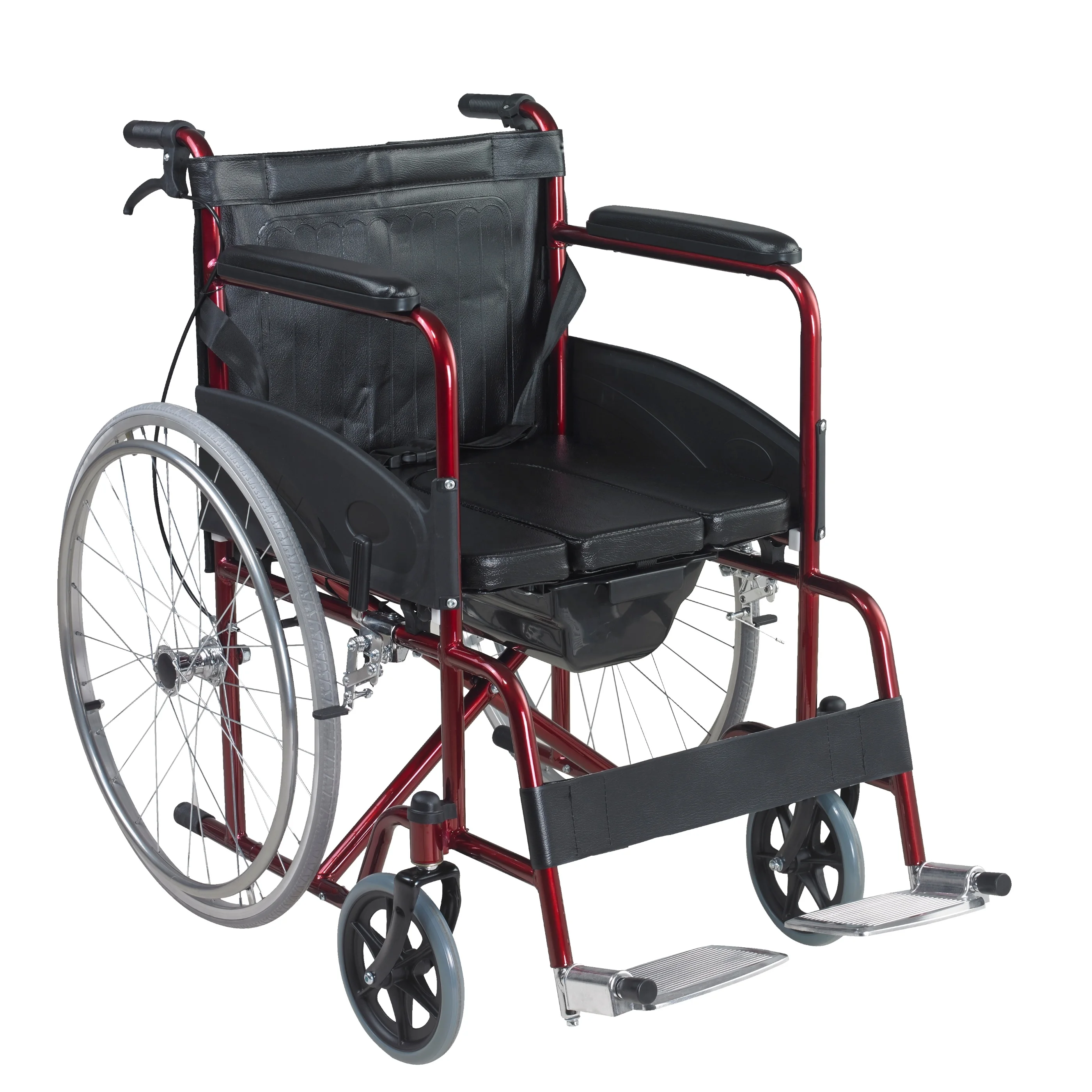Hot sale steel folding lightweight commode Comfortable wheelchair for disabled people health care supplies medical wheelchair