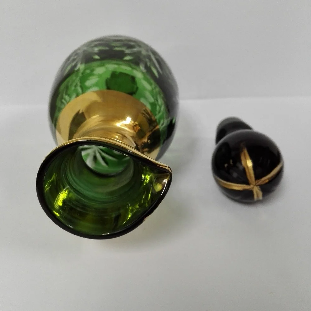 120 ml Fancy Double color perfume glass bottle decanter with engraving pattern / gold decal