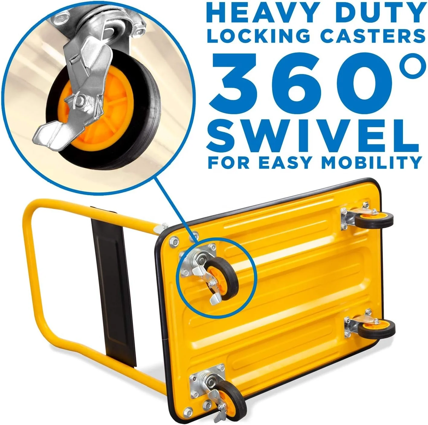 Platform Truck,Push Cart Dolly,330lb Weight Capacity,Foldable Flatbed with Swivel Wheels,Rolling Trolley Cart, Foldable, Flat