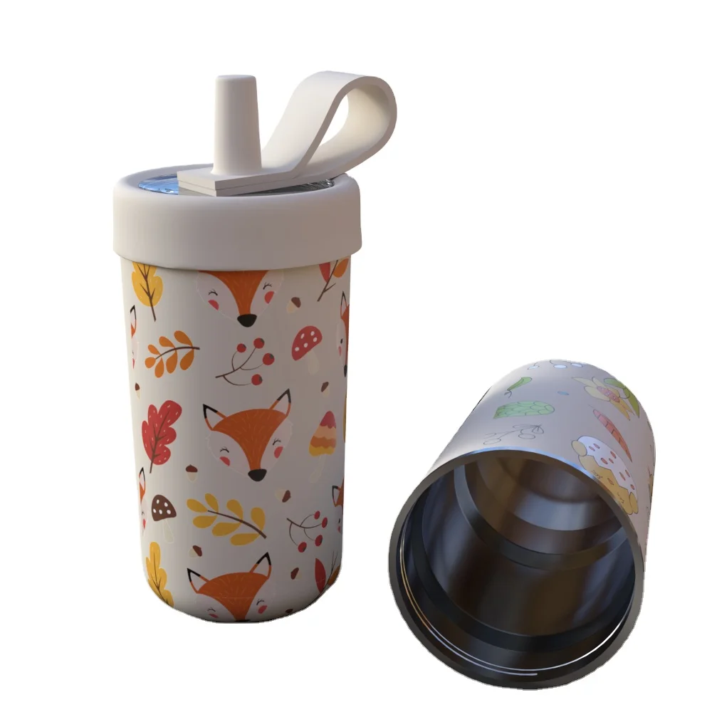 wholesale can cooler  Straw  cola  mug stainless steel silicone kids bottle straw with straight coffee mug custom insulted