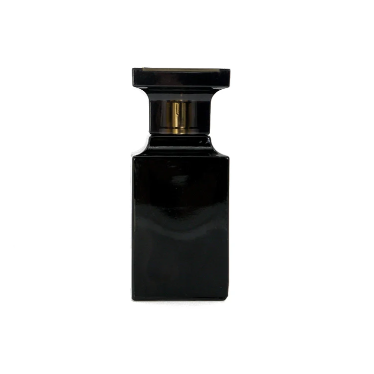 55ml luxury dark black square glass pump spray bottle for oil perfume