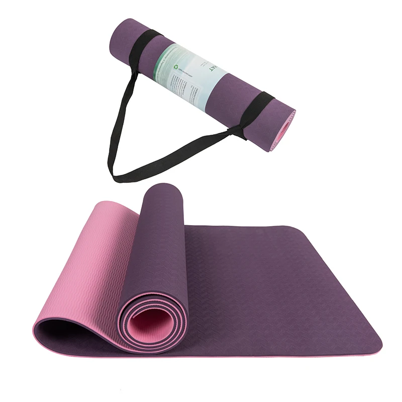 2024 Non Slippery Exercise Fitness Equipment 6mm Eco friendly Non slip Tpe Yoga Mat