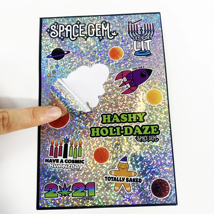 Wholesale Removable PVC Vinyl Sticker Sheets Custom Full Color Kiss Cut Hologram Promotional Labels