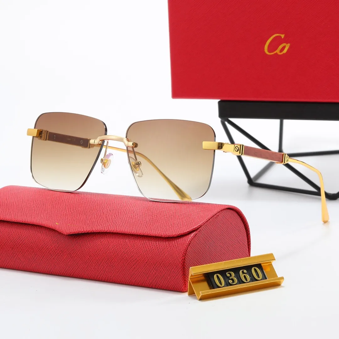 2024 Fashion Luxury Brand Designer Sunglasses Men Vintage Leopard Head Double Bridge Stylish Rimless Sun Glasses