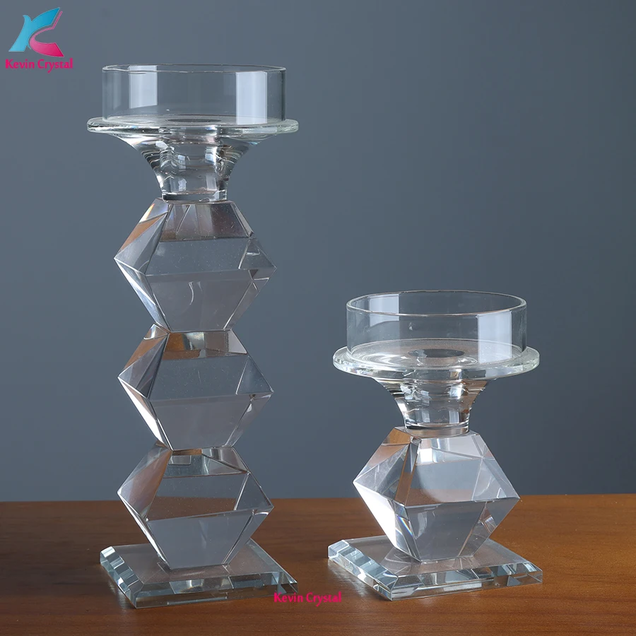 modern custom crystal candle holder glass candelabra for holiday decoration