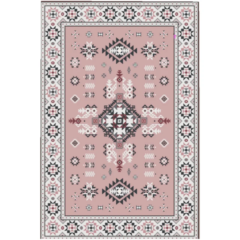 Лидер продаж, дешевый тонкий моющийся в стиральной машине розовый богемный пасторальный ацтекский полиэфирный моющийся напольный ковер