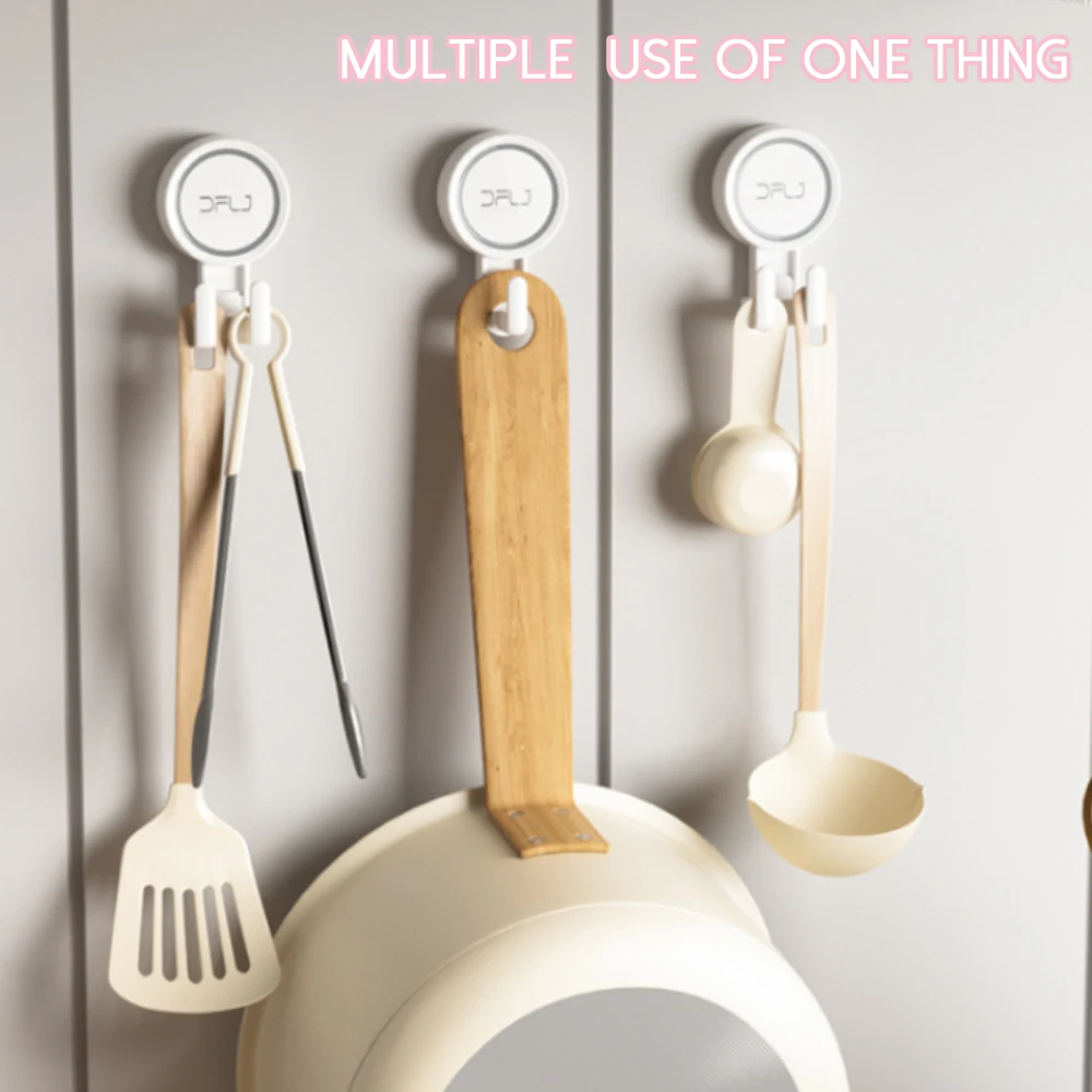 Multifunctional Reusable Vacuum Suction Plastic Heavy Duty Storage Hook Shower Hanger Clothes Wall Hook For Hanging Kitchen Ware