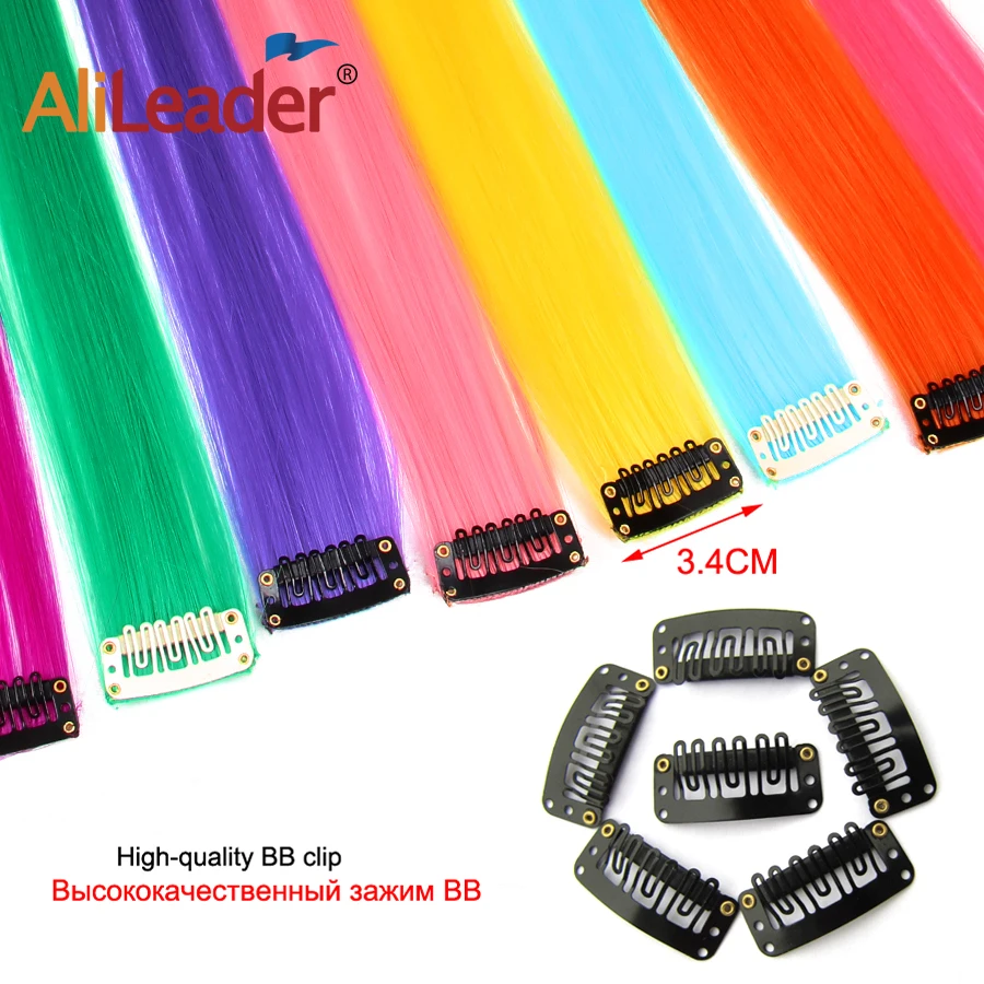 Alileader High Quality Colorful 57 Colors Extension Hair Long Straight Synthetic One Clip In Hair Extensions