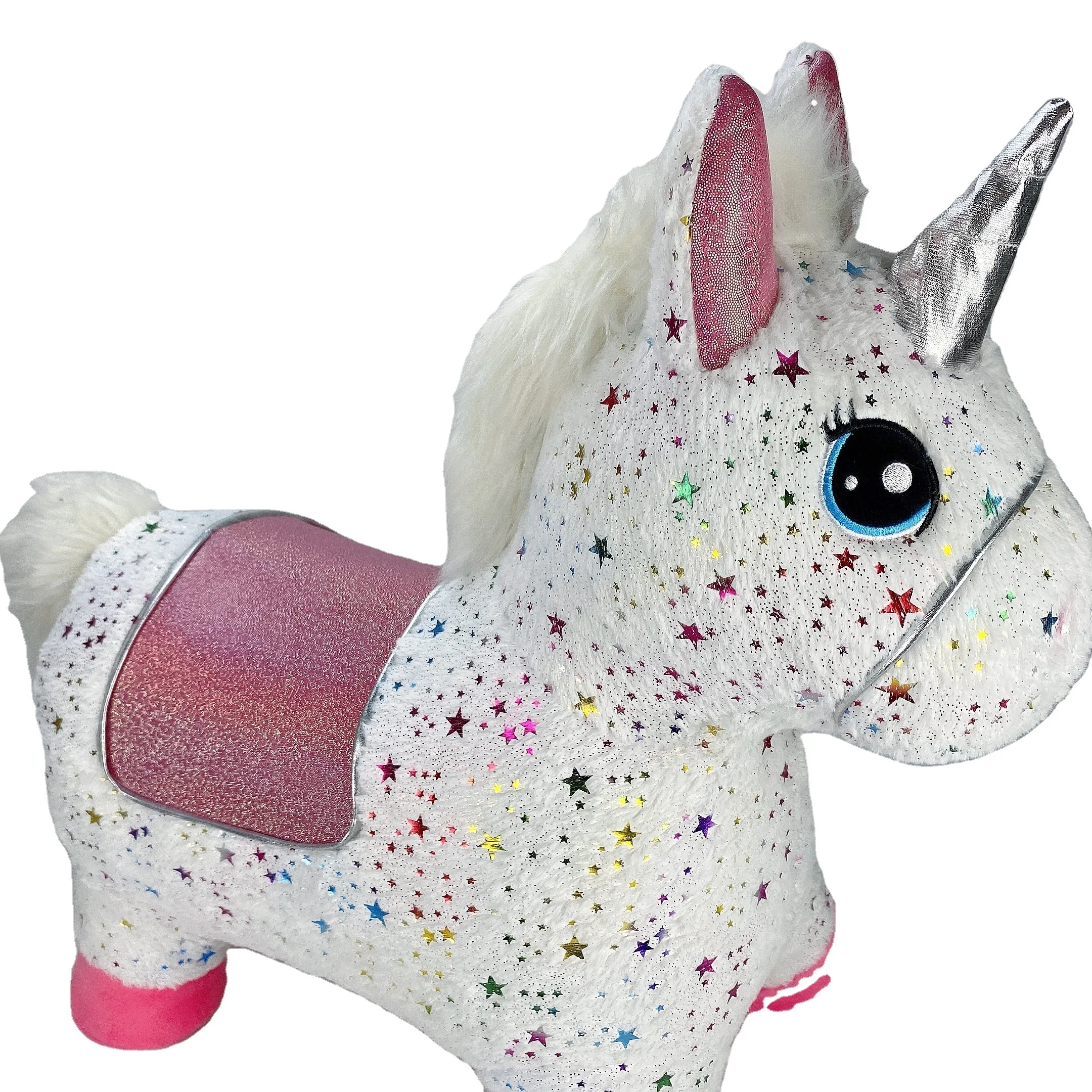Plush toy ride on toys inflatable toy colorful unicorn for kid bouncers