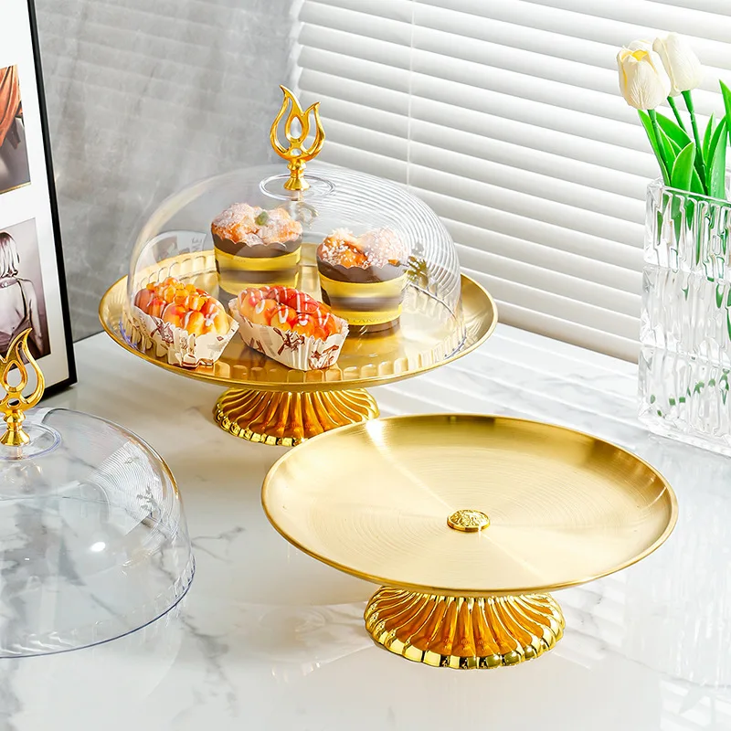 New New Fruit tasting display plate food dust cover pastry dim sum tray with transparent lid round box