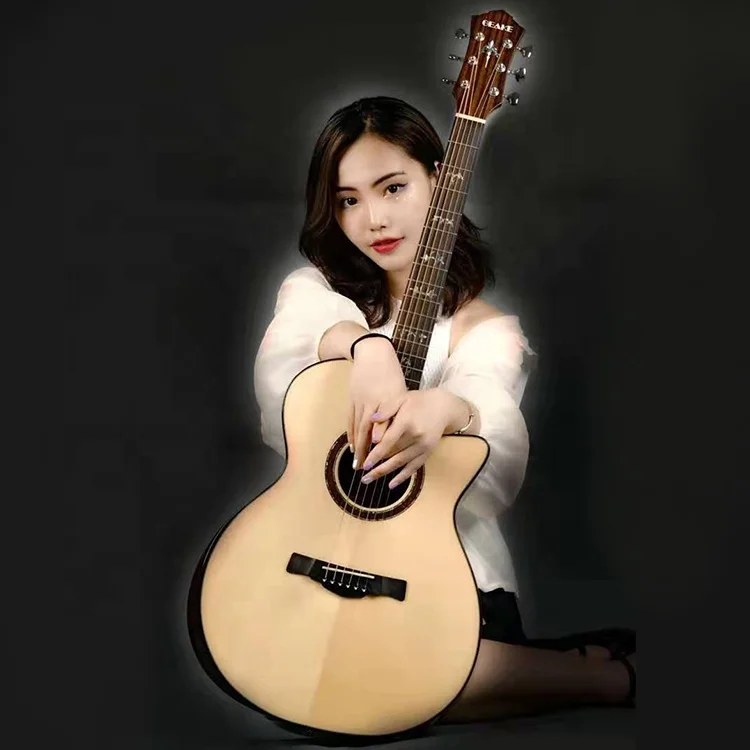 Geake S-600AC High-Gloss Solid Rosewood Acoustic Guitar Handmade High Quality Spruce Body Mahogany 40-Inch Music Wholesale