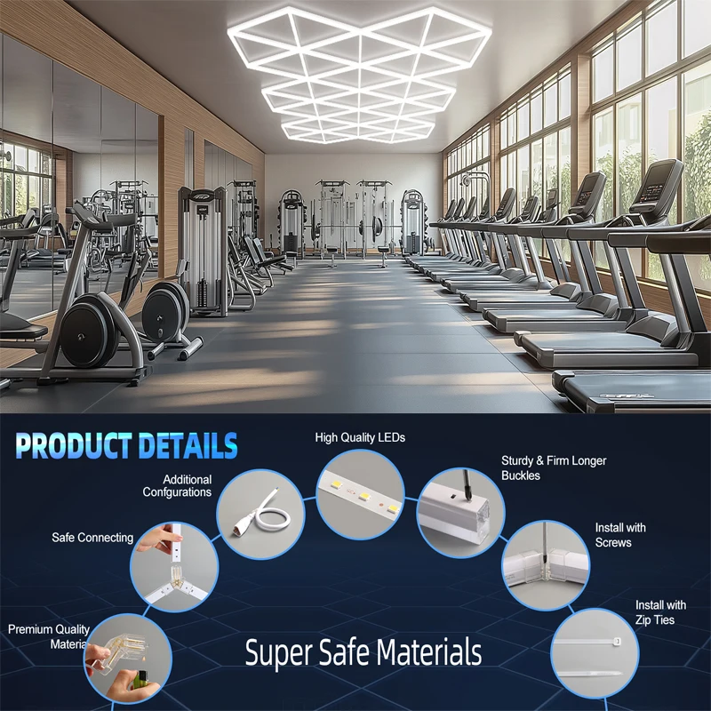 Легкая установка DIY Супер яркий 6000K 6*8 футов 680 Вт светодиодный сотовый гаражный фонарь для автомобильной мастерской