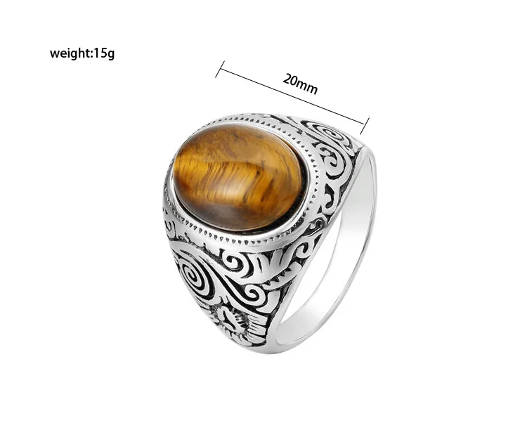 Energinox Fashion finger Blue turquoise gemstone wedding stainless steel  couple rings jewelry