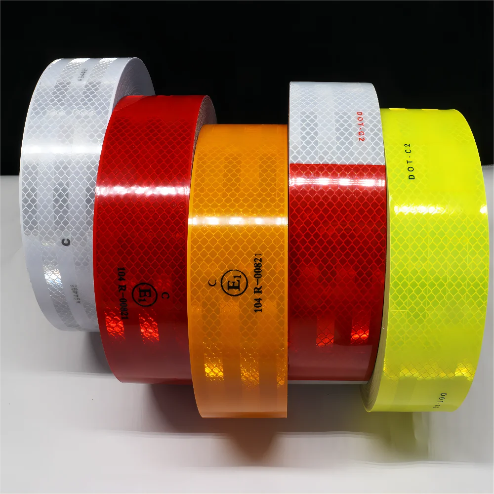 Custom Logo Car Reflective Stripes Red White DOT-C2 Trucks Outdoor Reflective Car Reflector Warning Stickers Radium Tape Roll