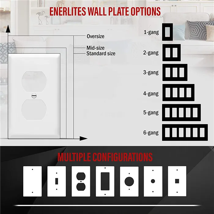 US USA Standard UL Certification 1 2 Gang Light Switch Socket On-off Flame Retardant Durable Plain Wall Plate Cover Panel