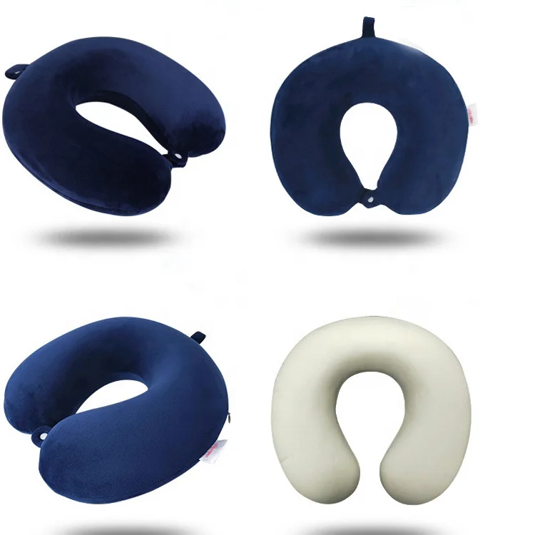 ergonomic travel memory foam neck pillow set with hanger