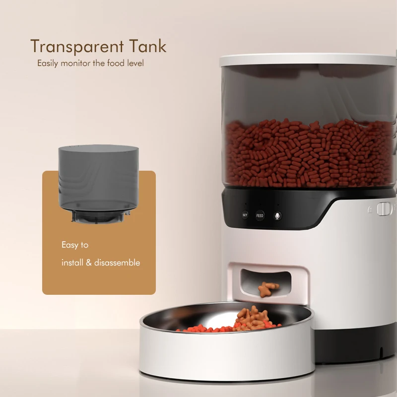 Smart Pet Feeder With Timer Programmable Wifi Cage Cat Feeder Control Voice Record Pet Feeder