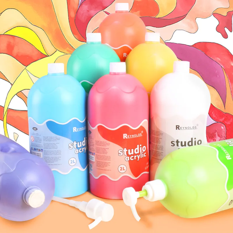 Хит продаж, профессиональная акриловая краска для художников, Нетоксичная, металлик, 2 л