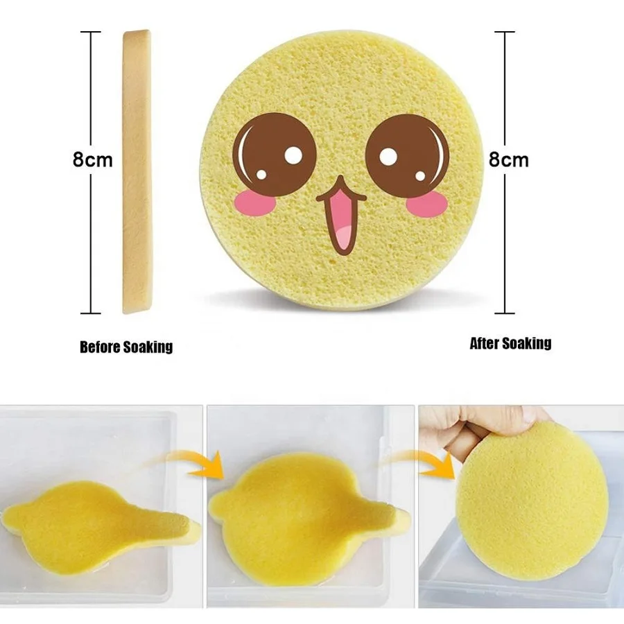 Compressed Sponge Compressed PVA Sponge dry strips Exfoliating Cleansing Sponge for Facial face clean