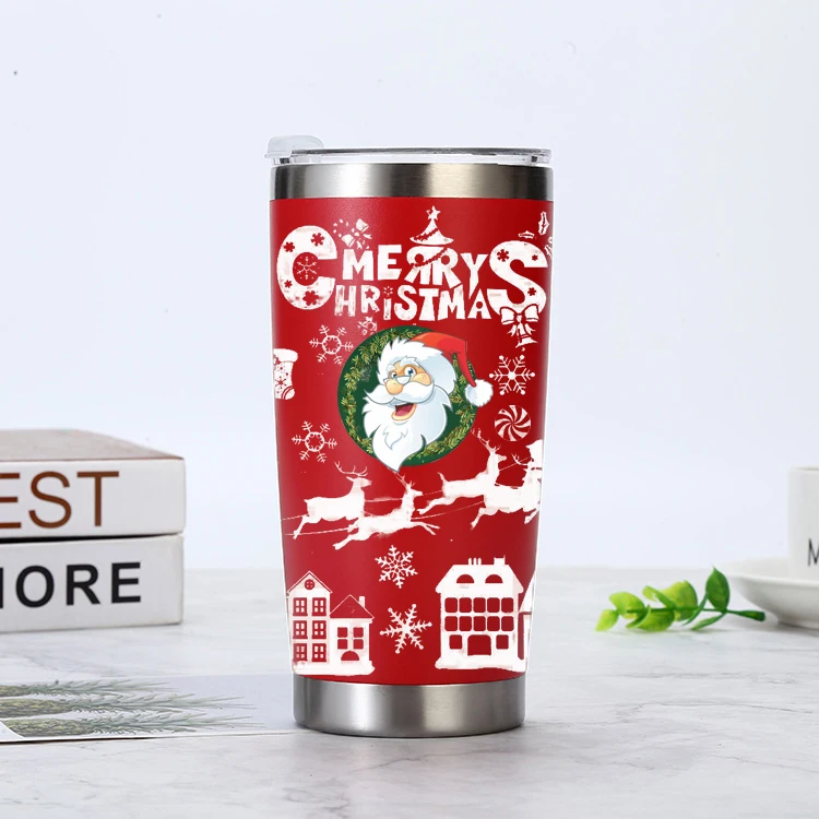 Christmas  gift mug tumbler cups vacuum insulated double wall 20oz wine beer coffee tumbler stainless steel Christmas gifts mug