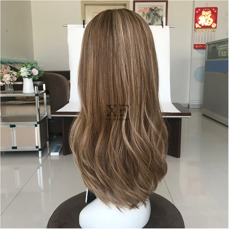
Ash Blonde Balayage Highlights Color 100% European Human Hair Transparent Swiss Lace Top Kosher Wigs With Bleached Knots 