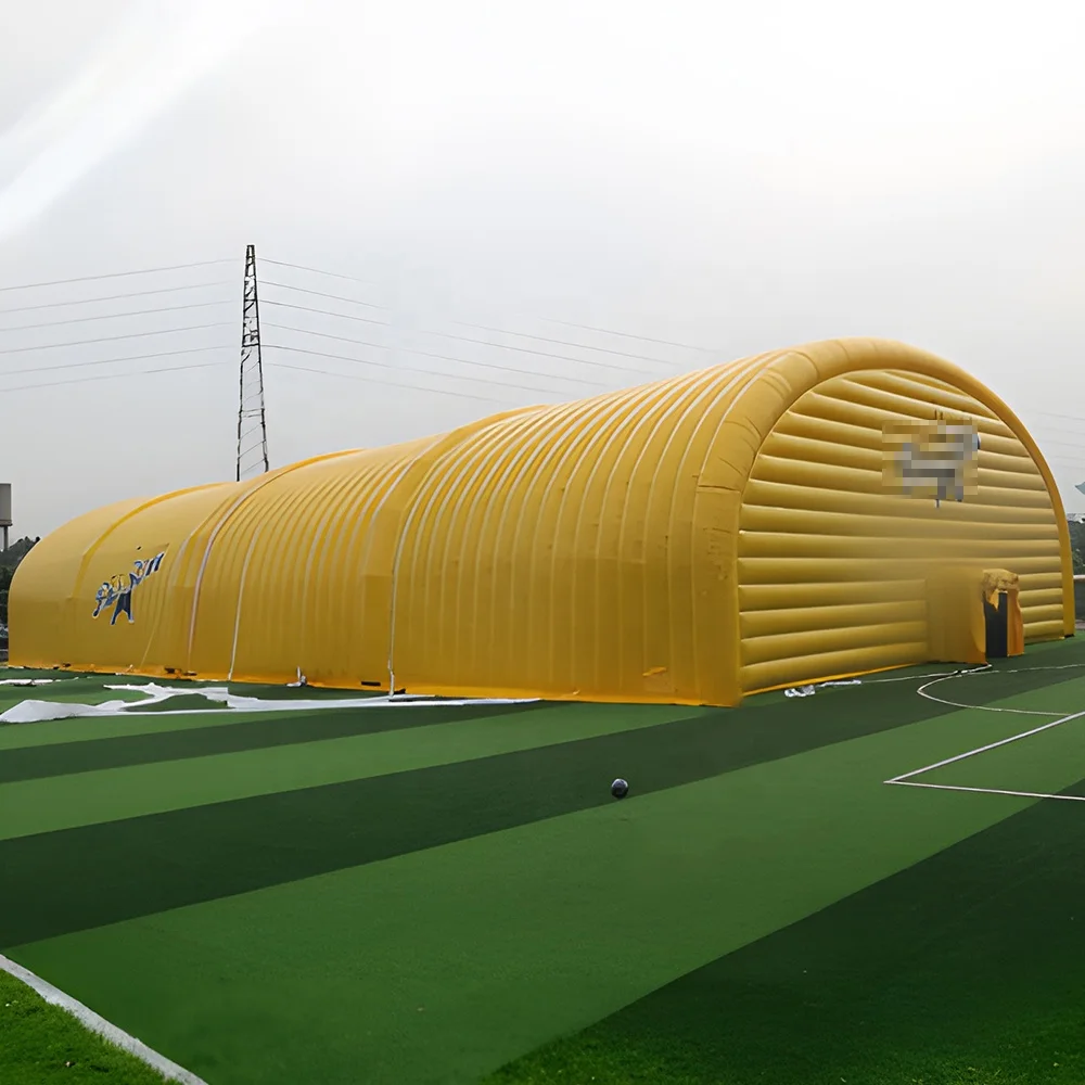 custom yellow windproof pvc sports soccer court Inflatable sports arena football pitch air dome giant inflatable tunnel building
