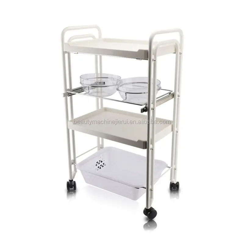 Multifunction Hairdressing Pedicure Trolley 4 Layer Hair Salon Trolley Rolling Cart With Wheels with bowl