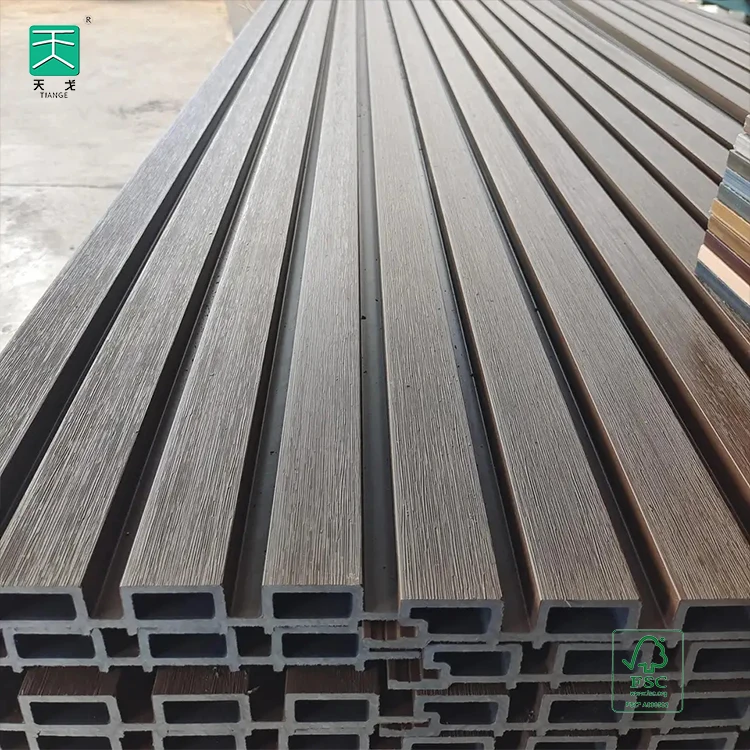 TianGe Wooden Plastic Composite Outside 219*26Mm Co-Extrued 3D Wpc Embossed Outdoor Wall Cladding Panel