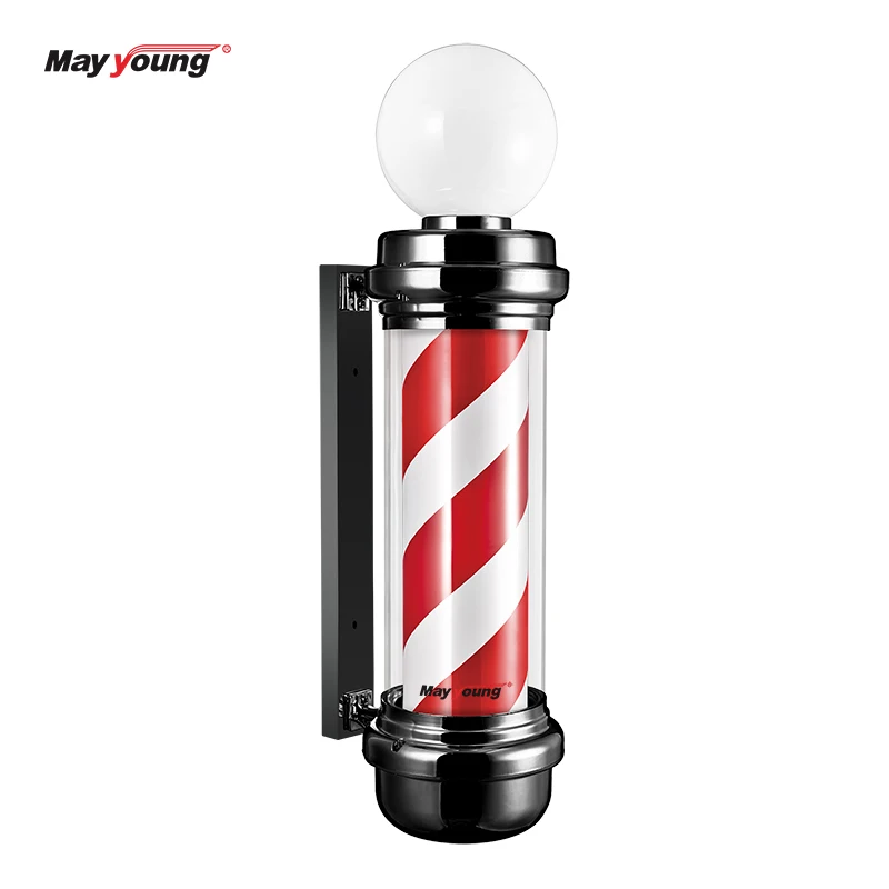 Traditional Outdoor  Light Red White Blue  Spinning Stripes Sign Rotating barber pole