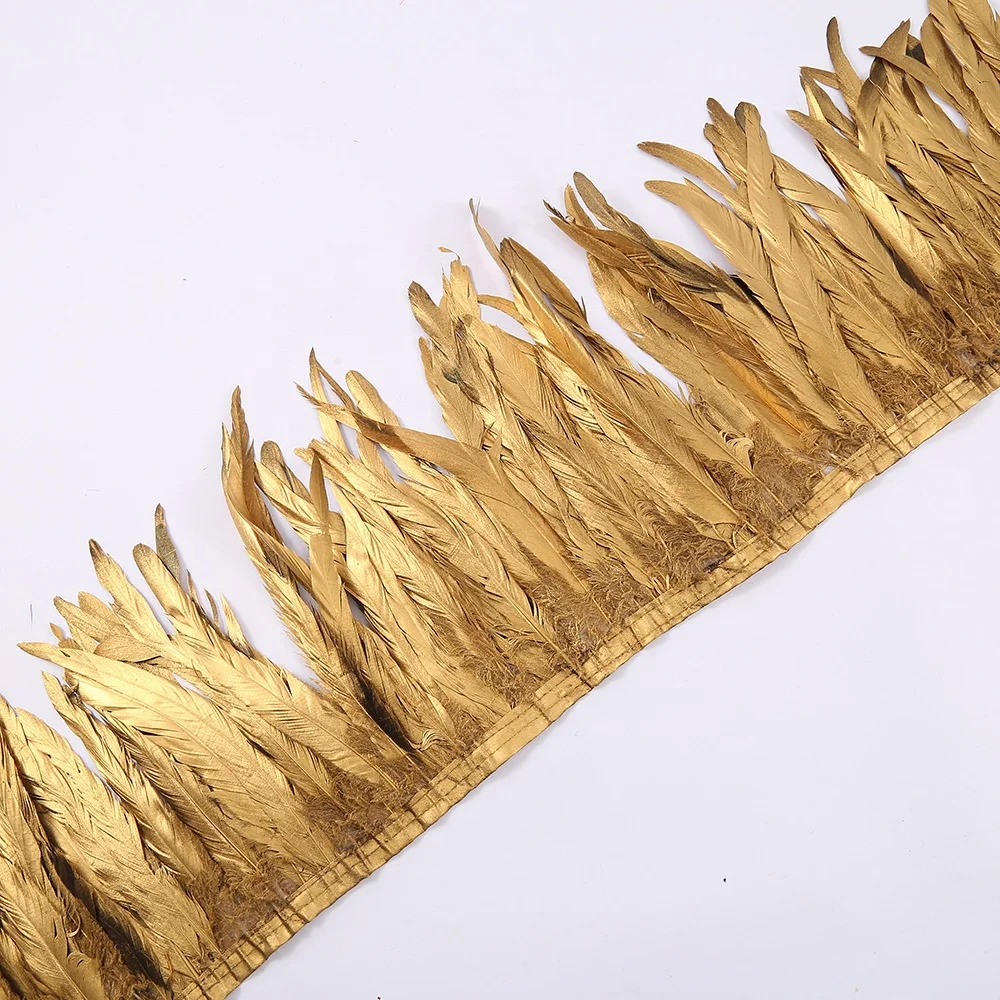 Дешевая распродажа отделка золотого петушиного хвоста перья бахрома для карнавальной вечеринки танцевального платья кружевное украшение