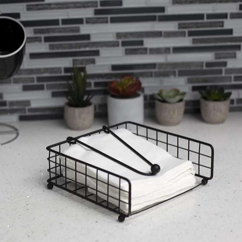 Restaurant Cafe Metal Napkin Holder Chrome Wire Paper Collection Napkin Holder