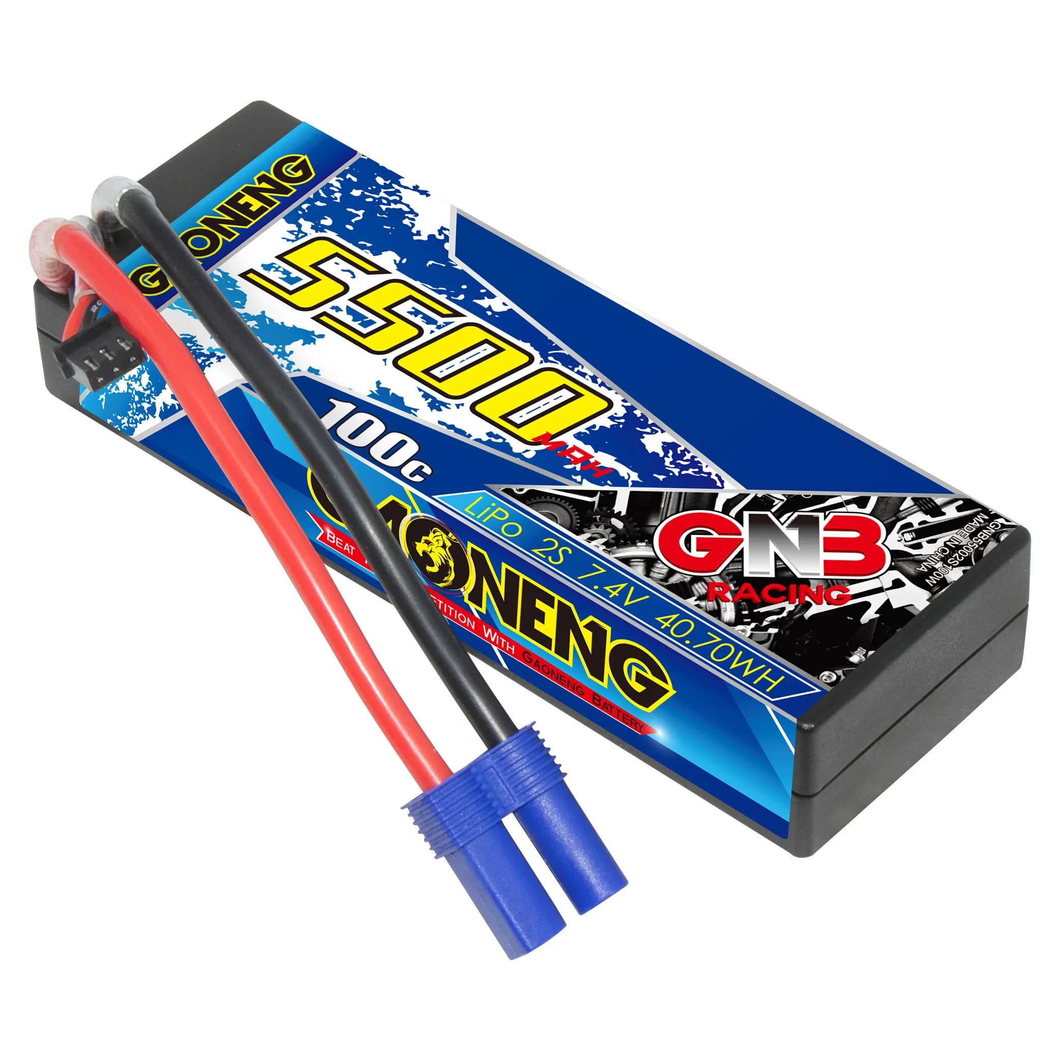 Жесткий чехол GNB GAONENG 5500 мАч 2S 7 4 В 100C 200C Cabled EC5 RC LiPo Аккумулятор для радиоуправляемого автомобиля Baot 1:10 1/10 обновленный с 5000 5200