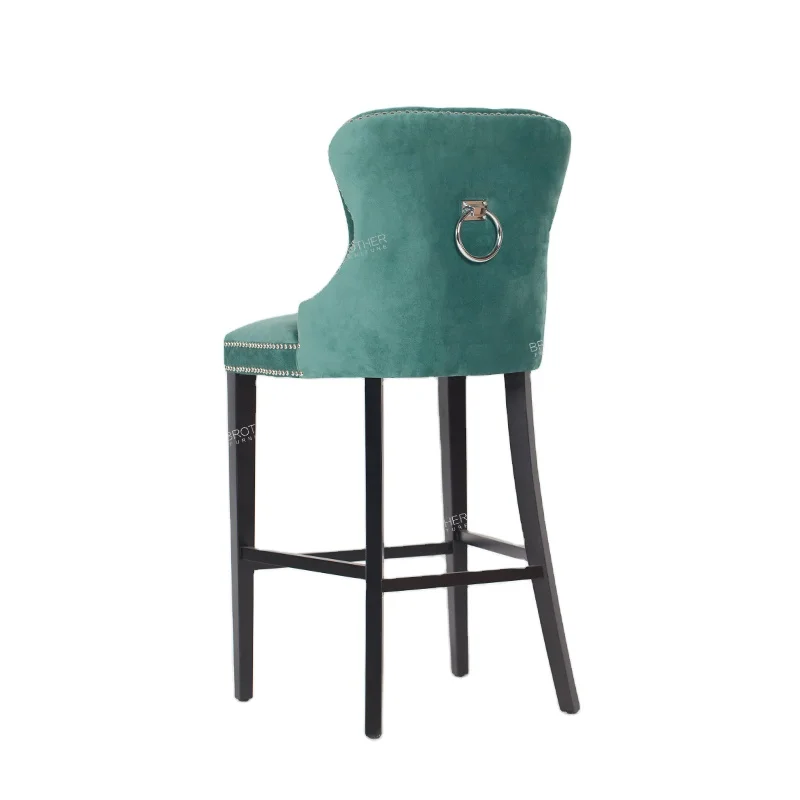 Wholesale market in mumbai Elegant Fabric bar chairs with backs green velvet high chair