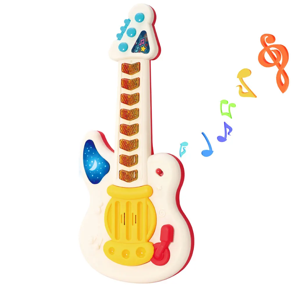Cute Carton Electric Plastic Play Demo Lighting Toy Musical Instruments Guitar Children Toy Guitar for Kids