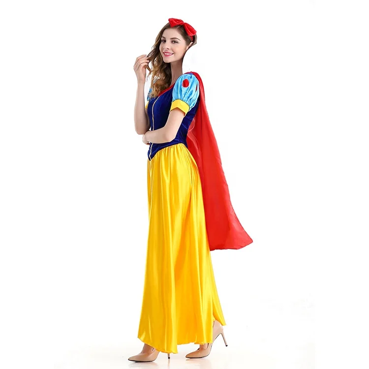 Women Snow White Princess Dress with Headband Role Cosplay  Costume Set for Costume Party Clothing