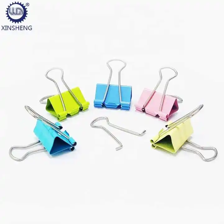 factory produces long colored metal clips of various sizes for holding tickets and documents