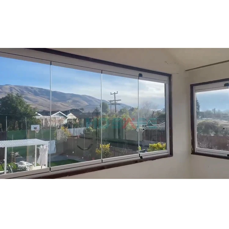 HDSAFE Waterproof Residential Glass Window for House Tempered Glass Aluminum Sliding Windows and door system balcony fold window