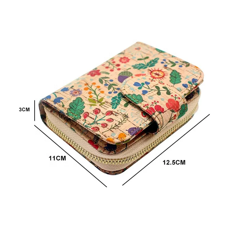 Custom DesignWomen RFID blocking Vegan Recycle Environment Simple Hand Purse for Women Cork Lady Wallet