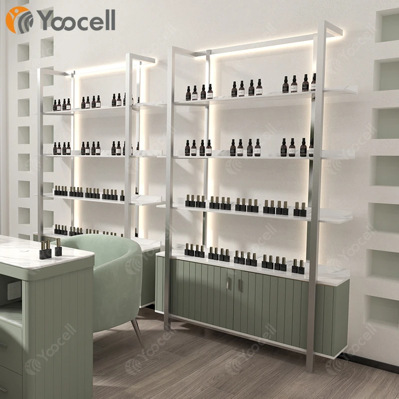 Yoocell Beauty Salon Furniture Hair Product Display Shelf Product Guangdong Nail Manicure Studio Shelves for Products
