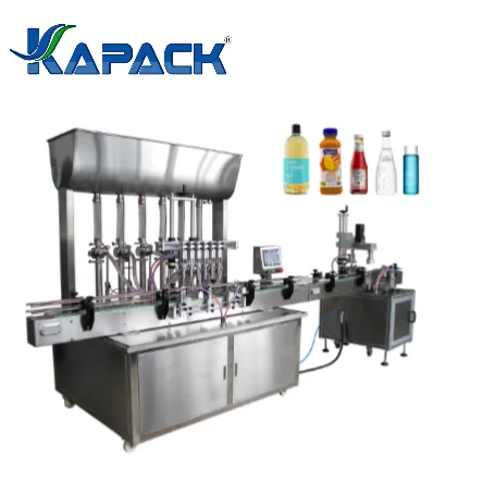 KAPACK High Quality Stainless Steel 6 Head Liquid Filling Product Line Bottle Filling Machine Fruit Juice Capping Machine