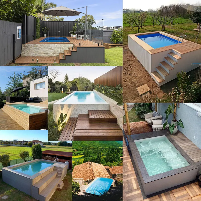 custom size rectangle spa pool supplies swimming pool slides fiberglass plastic wooden swimming pool equipment