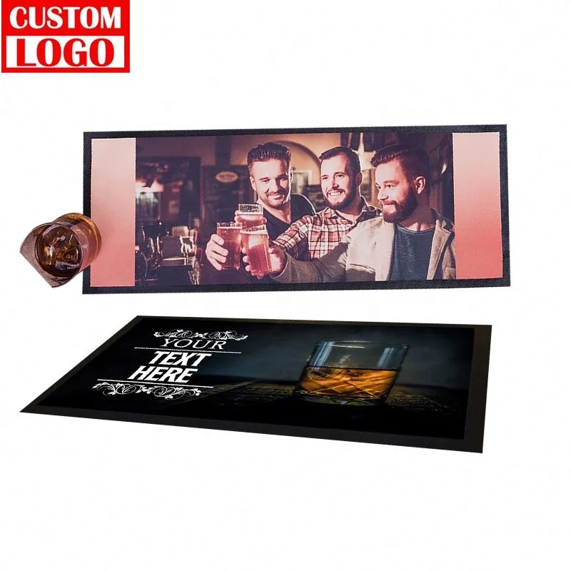 Bar Mat Runner Custom Branded Logo New Design Anti Slip Rectangle Bar Floor Mat