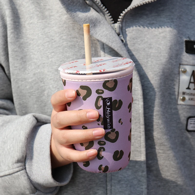 Custom Logo Durable Neoprene Fabric Drinks Milk Tea Coffee Cup Holder Cooler Sleeve Desk