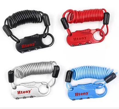 Hot sale Mini Anti-theft Helmet 3 Digit Password Bicycle Lock Portable Bike Cable Lock For Motorcycles Cycling