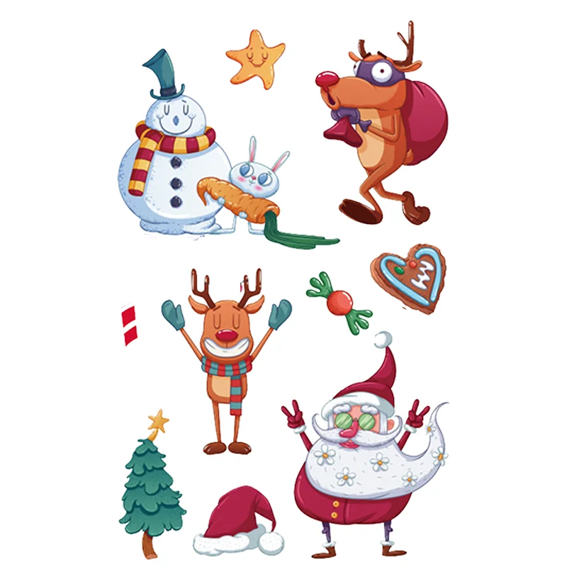 Eco-friendly Temporary Christmas Tattoo Stickers for Kids 3D Water Transfer Feature Paper Application for Body Decor