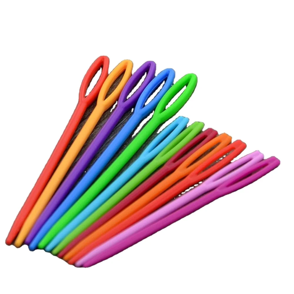 20PCs Mixed Color 7cm/9cm Plastic Knitting Needles Crochet Hooks Wool Yarn Needle Children DIY Sweater Weaving Tools Accessory
