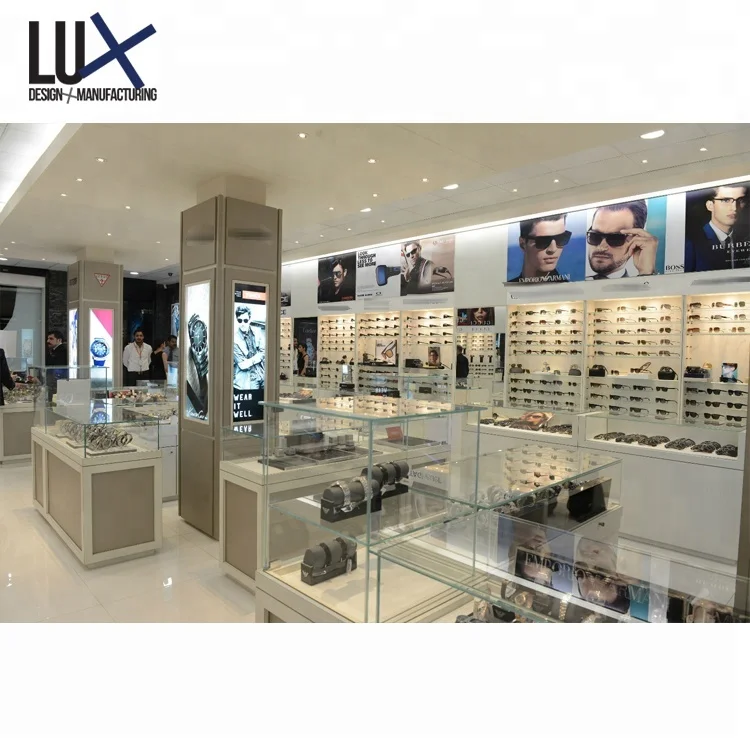 Lux Design Acrylic Glass Wood Wrist Watch Display Showcase for Fashion Counter for Mall Shopping Retail or Store Use