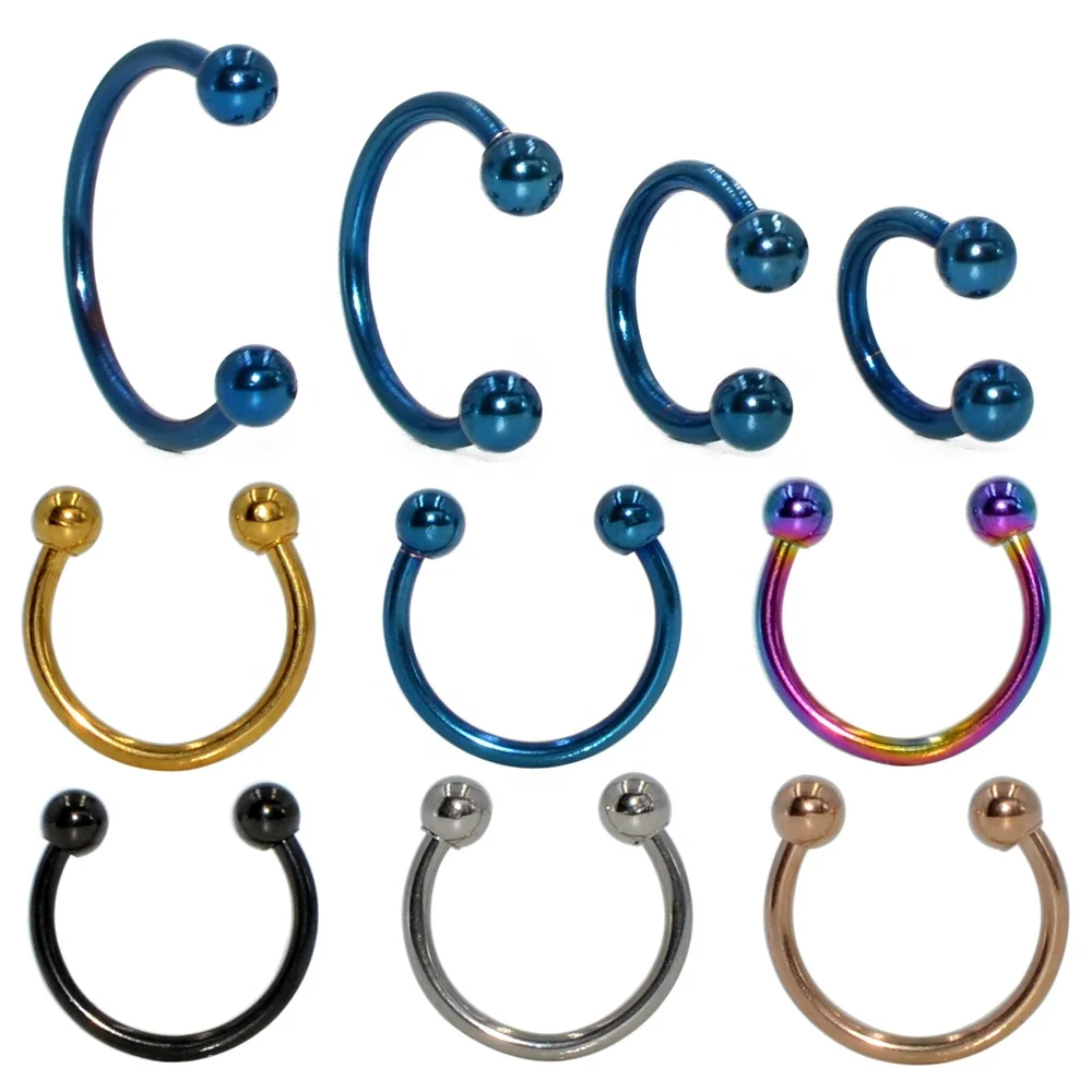 Surgical Steel BCR Septum Lip Piercing Nose Rings Hoop Horseshoe Nose Ring Ear Smiley Bar Circular Barbell 16G Wholesale