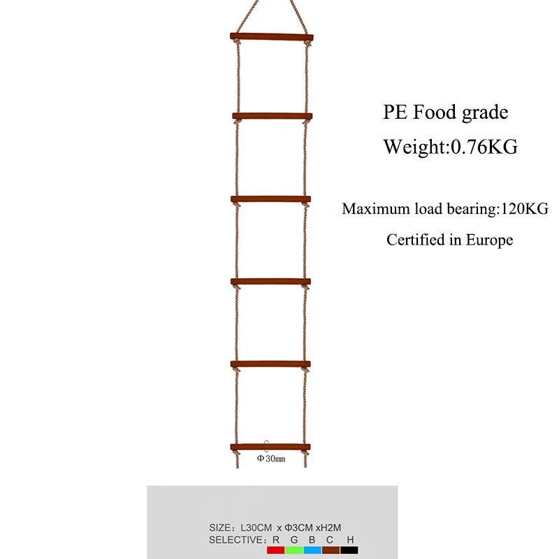  Playground Swingset Climbing Rope Kids Wooden Swing Hanging Ladders for Tree House Play Set